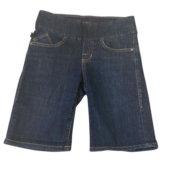 Rock & Republic Dark Wash Fever Pull on Stretch Bermuda Shorts 8 - Picture 1 of 14